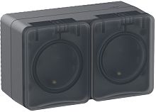 Розетка с заземлением накладная Systeme Electric AtlasDesign Profi54 2-м. крышка IP54 антрацит картинка